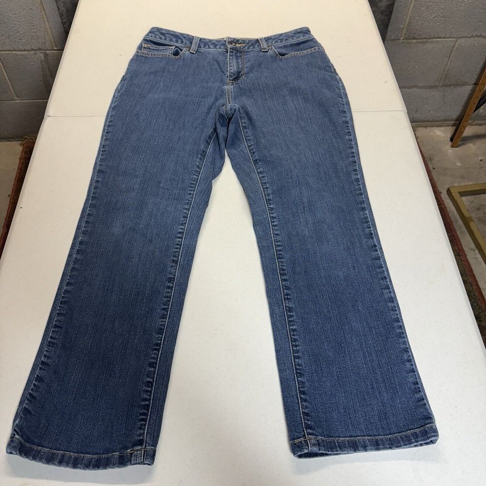 LL‎ Bean Jeans Women 10 (29x26) True Shape Highrise Straight Classic Blue Denim